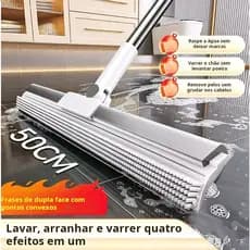 Rodo de Silicone Para Limpeza de Piso Vidros Com Gancho Secos e Molhados Uso Duplo Vassoura Mágica