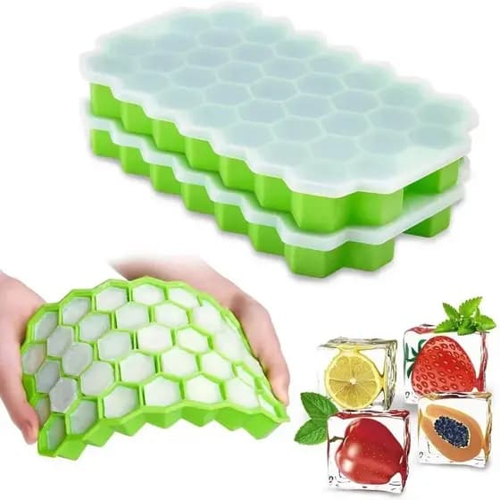 Forma de Gelo Silicone Hexagonal-37 Foros p/Bebidas , Chocolate e Uísque-Design Favo de Mel
