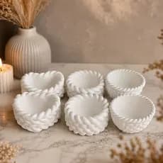 Kit 6 Vasos Decorativos Brancos em Gesso para Plantas Artificiais e Suculentas