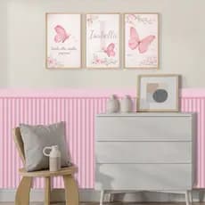 Papel de Parede para Quarto de Menina Meia Parede Ripado Papel de Parede Ripado Madeira 3D