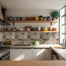 Papel de Parede Cozinha Lavavel Meia Parede Revestimento de Parede Azulejos Autocolante