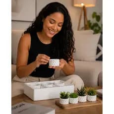 Kit 4 Vasinhos de Gessos para Plantas Suculentas Vaso Decorativo em Gesso para Plantas e Cactos