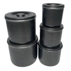 Jogo Kit Mantimentos Pote Conjunto 5 Peças Em Aluminio Preto Craqueado