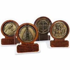 Kit 4 Peças Adorno Mesa Madeira Metal Acrílico Alta Qualidade Medalha