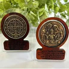 Adorno Mesa Madeira Medalha Enfeite Alta Qualidade Sagrada Família Decoração Igreja