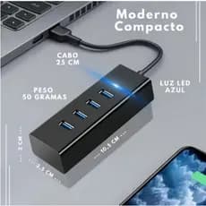 Hub Usb 3.0 Adaptador Extensor Com 4 Portas Exbom Uh-30 Alta Velocidade Slim Compatível 2.0 E Comnotebook, Pc, Computado