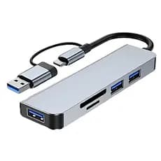 Hub Usb 3.0 E Usb Tipo C Tomate Mst-013 Leitor De Cartão Cor Preto