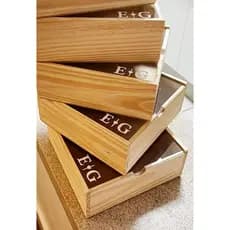 KIT 10un - Caixa Alabama PERSONALIZADA em pinus com tampa transparente convite casamento batizado