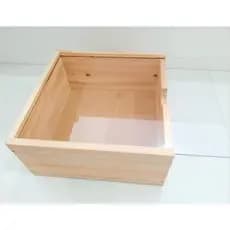Caixa Alabama ESPECIAL - 25x25x12cm - Pinus com tampa transparente