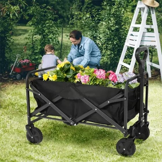 Carrinho Multiuso Dobrável Portátil Preto Para Carga Camping Pesca Compras