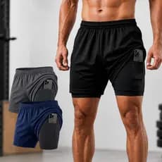 Kit 2 Shorts Bermuda 2 Em 1 Masculino Dry Fit Academia Corrida Conforto