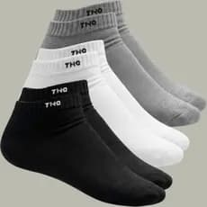 Kit 3 Pares de Meia Algodão Lisa Cano Curto Treino Casual TNO