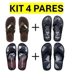 Kit 4 Chinelo Sandália Masculino Leve Antiderrapante Confortável Resistente