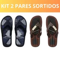 Kit 2 Pares Chinelo Masculino Sandália Borracha Antiderrapante Tiras Reforçadas Power Verão Praia