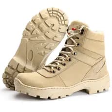 Bota Coturno Militar Masculino Em Couro Legitimo Impermeável Areia Resistente