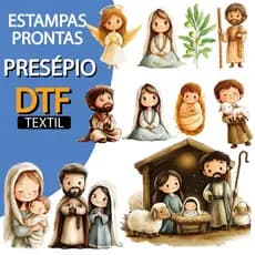 Estampas Prontas DTF Transfer Termocolante Imagem Téxtil Natal Folha A4 Presépio Noel Nossa Senhora