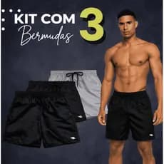 Kit 2 Bermudas Masculina Academia Short Tactel Treino Praia Casual Falco Impermeavel Shorts Menino