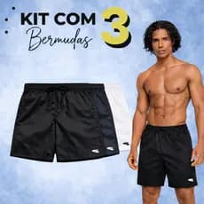 Kit 3 Bermudas Masculina Academia Short Tactel Treino Praia Casual Falco Basquete