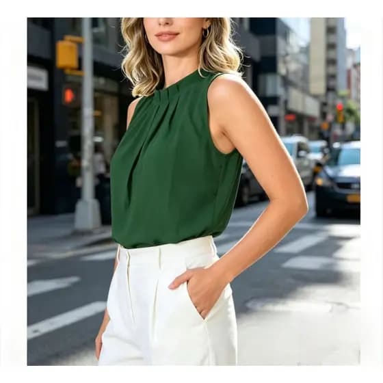 Blusa Regata Feminina Social Duna Gola Alta Com 1 Botão Costa Moda SuperNovos produtos no mercado