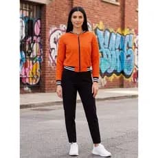 Ziper Metalasse BJaqueta Feminina Blusa De Frio Listra Com omber Casaco Moda Abrigo InvernoBonito e elegante