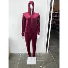 Conjunto Feminino De Veludo Plush Blusa + Calca  Muito estiloso e adequado para usar no inverno.