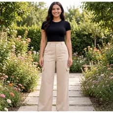 Calça Pantalona Alfaiataria Cargo Com 4 Bolso Lateral