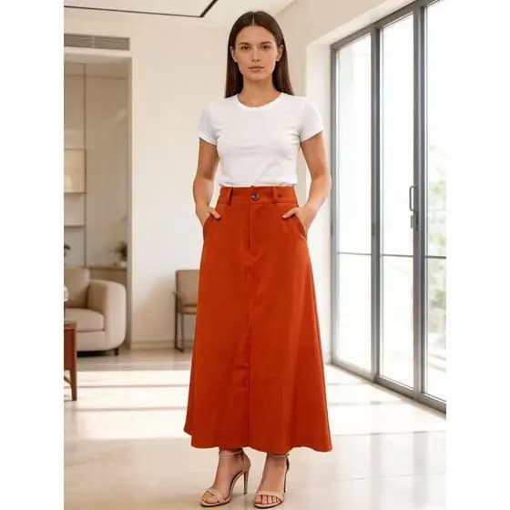Saia Longa Alfaiataria Feminina Com 1 Botão Moda Evangélica Tendência P ao G3 Estilo Elegante e Versátil Saia Longa Alfa
