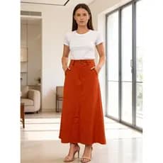 Saia Longa Alfaiataria Feminina Com 1 Botão Moda Evangélica Tendência P ao G3 Estilo Elegante e Versátil Saia Longa Alfa