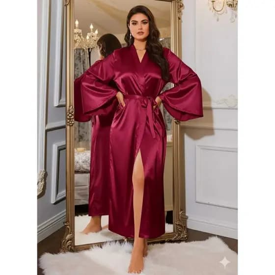 Robe Vermelho Sensual em Cetim – Elegância e Conforto para Você