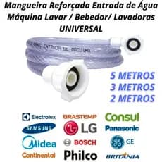 Mangueira de Entrada Máquina de Lavar Reforçada 5 Metros Lavadora Bebedouro Universal