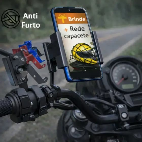 Suporte de Celular Para Moto Universal Suporte Mottu Suporter TpBikers Reforçado + Brinde 1 Rede Capacete