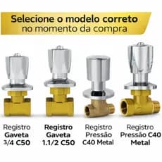 Registro Pressão C50 Registro De Chuveiro C40 Registro 3/4 Registro Gaveta Latão Registro 1.1/2