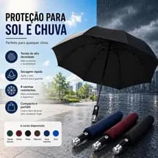 Guarda-Chuva Automático Dobrável Grande 120cm 8 Varetas Reforçado Contra Vento Sombrinha Unissex Para Sol e Chuva