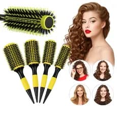 Kit 3 pc Escova De Cabelo Térmica Cerdas De Javali Mista Madeira