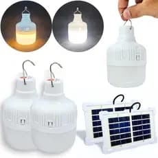 2 Peças Lâmpada Solar Camping Lampião Led Potente Recarregável Barraca Lamparina Luz de Emergência Portátil