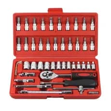 Kit De Ferramentas 46/25 Peças Jogo De Soquetes Chave Catraca Reversível Com Maleta Jogo De Ferramentas Completo