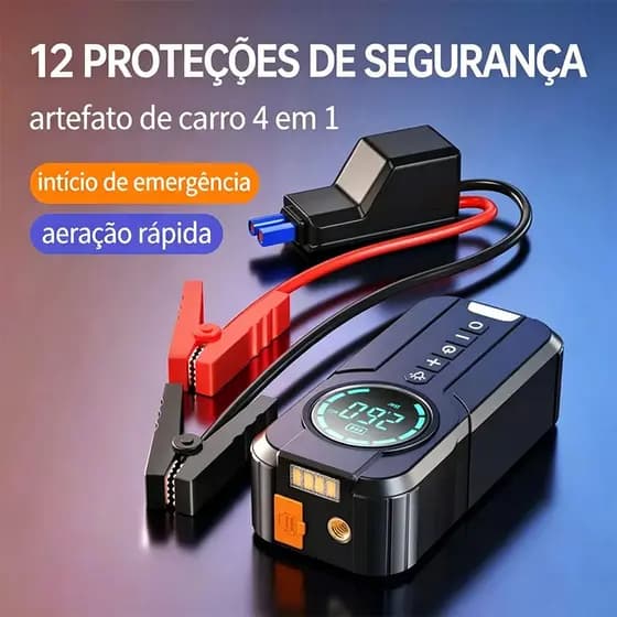 Bomba de Ar Portatil Compressor Inflator Multi-função 4 em 1 PowerBank 8kmah Bateria Calibrador de Carro Auto Pneu
