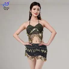 Traje de dança do ventre lantejoulas traje dança estilingue sutiã desempenho traje indústria pesada lantejoulas dança tr