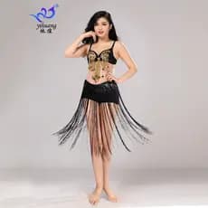 Traje de lantejoulas para palco, sutiã artesanal, saia, traje de dança do ventre, traje de palco de lantejoulas