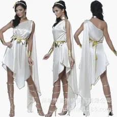 Deusa grega deusa grega deusa grega egípcio rainha branca saia longa traje de palco oco Halloween