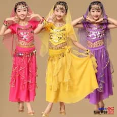 Crianças traje de desempenho de dança indiana crianças Xinjiang dança desempenho traje dança folclórica dança do ventre