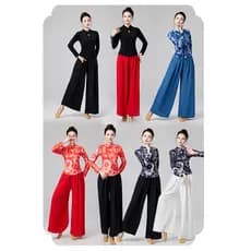 Traje de dança quadrada dança étnica dança clássica roupas de prática chinesa Modal gola roupas étnicas