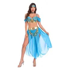 Traje de Halloween Aladdin Lâmpada Mágica Exótica Princesa Jasmine Traje Conjunto de Fantasia de Dança do Ventre