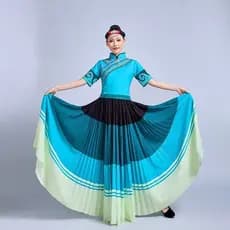 Traje de dança nacional grande balanço saia minoria étnica adulto traje feminino Yunnanchuan Ryoyama lótus A