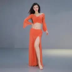 2026 traje de prática de dança do ventre terno dança Oriental traje de desempenho de dança indiana traje de fio líquido