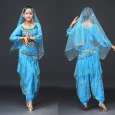 Adulto terno de dança do ventre traje de dança indiana desempenho traje terno étnico colorido ponto calças traje de danç