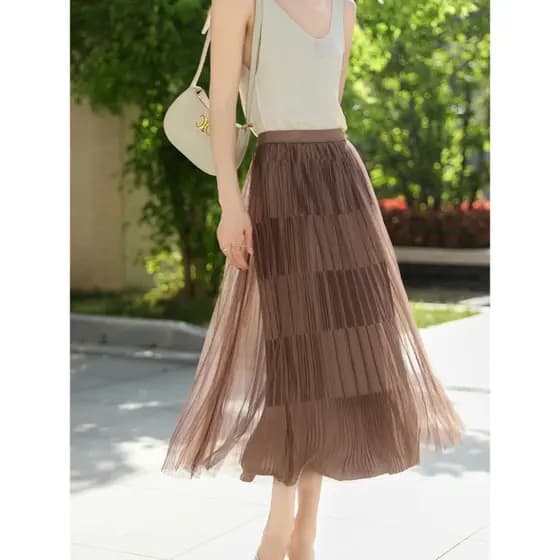 Saia de Tule Plissada com Melhor Qualidade de Tule e Forro Saia Elegante e Estiloso WK-91