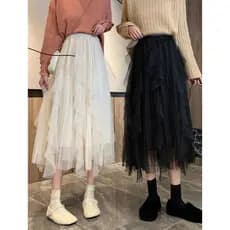 Saia de Tule Moda Feminina Midi Comprida Longa Lisa Elegante e Elastica para festa