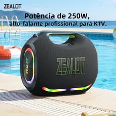 "Caixa de Som Bluetooth Portátil 250W ZEALOT ZE21 — Alta Potência, Alta Autonomia, TWS, Power Bank"