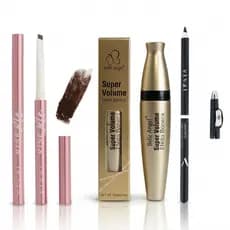 Kit Maquiagem Olhos: Rímel Efeito Boneca + Lápis de Olho Preto + Lápis Sobrancelha Marrom Vivai